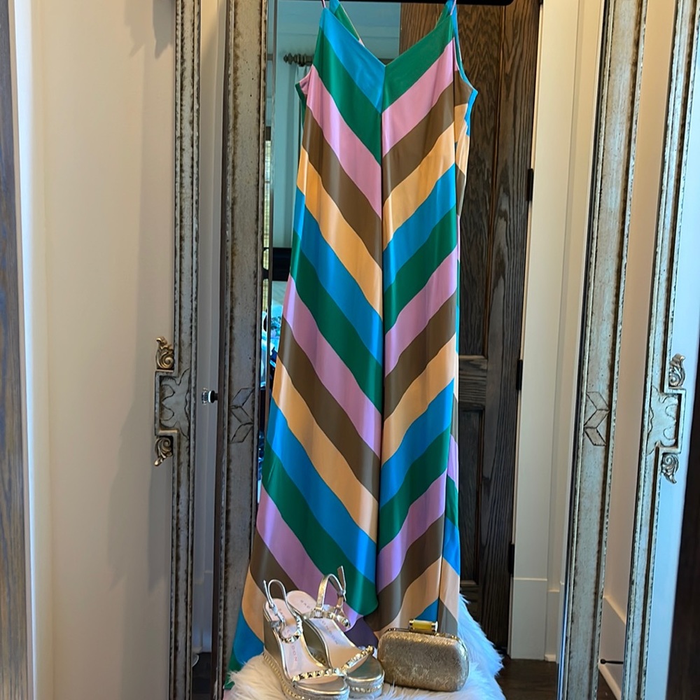 Tibi Multi-Color Striped Maxi Dress